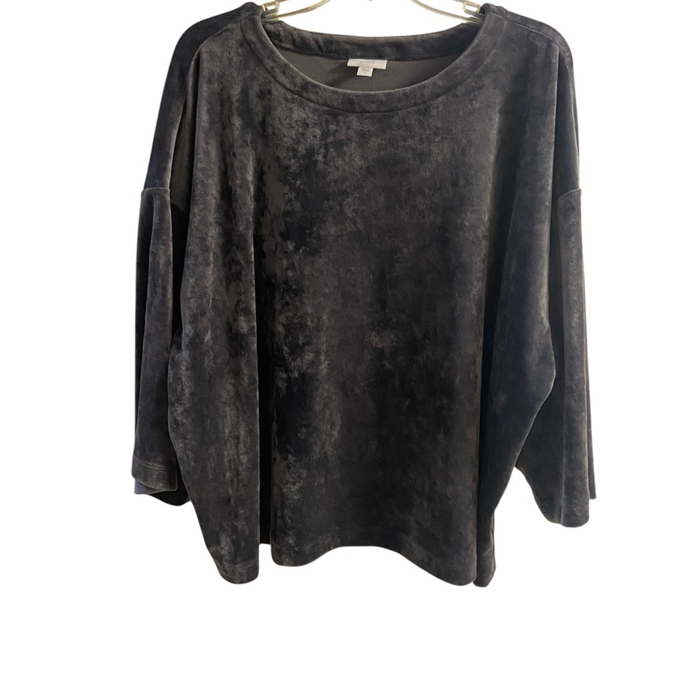 J Jill pure Jill Women's Dark Gray Velvet top oversized Large
